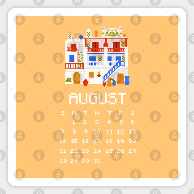 August 2022 Calendar Pixel Art Sticker by toffany's